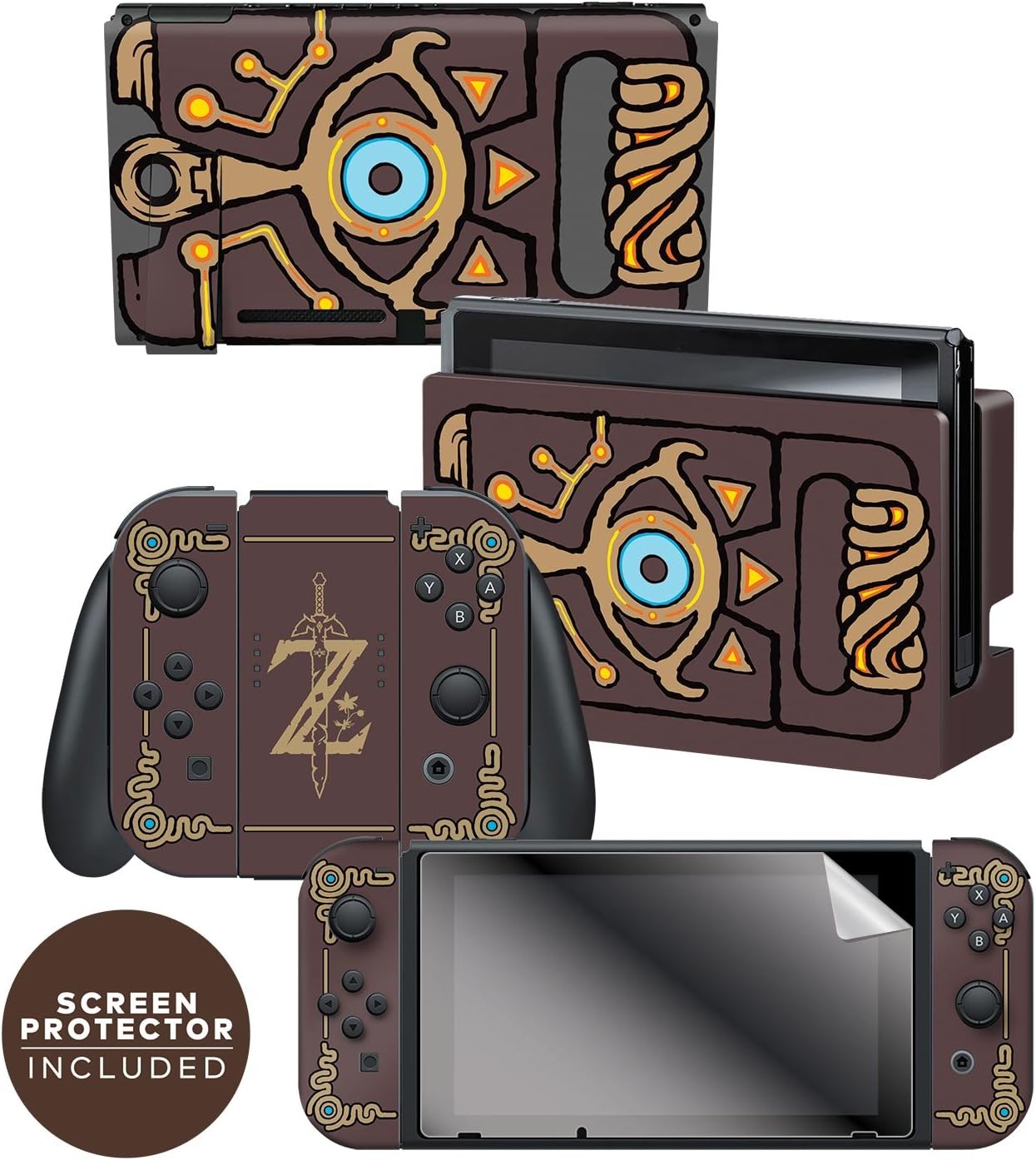 Controller Gear Nintendo Switch Skin & Screen Protector Set Officially Licensed By Nintendo - The Legend of Zelda: Breath of the Wild: "Sheikah Slate" - Nintendo Switch
