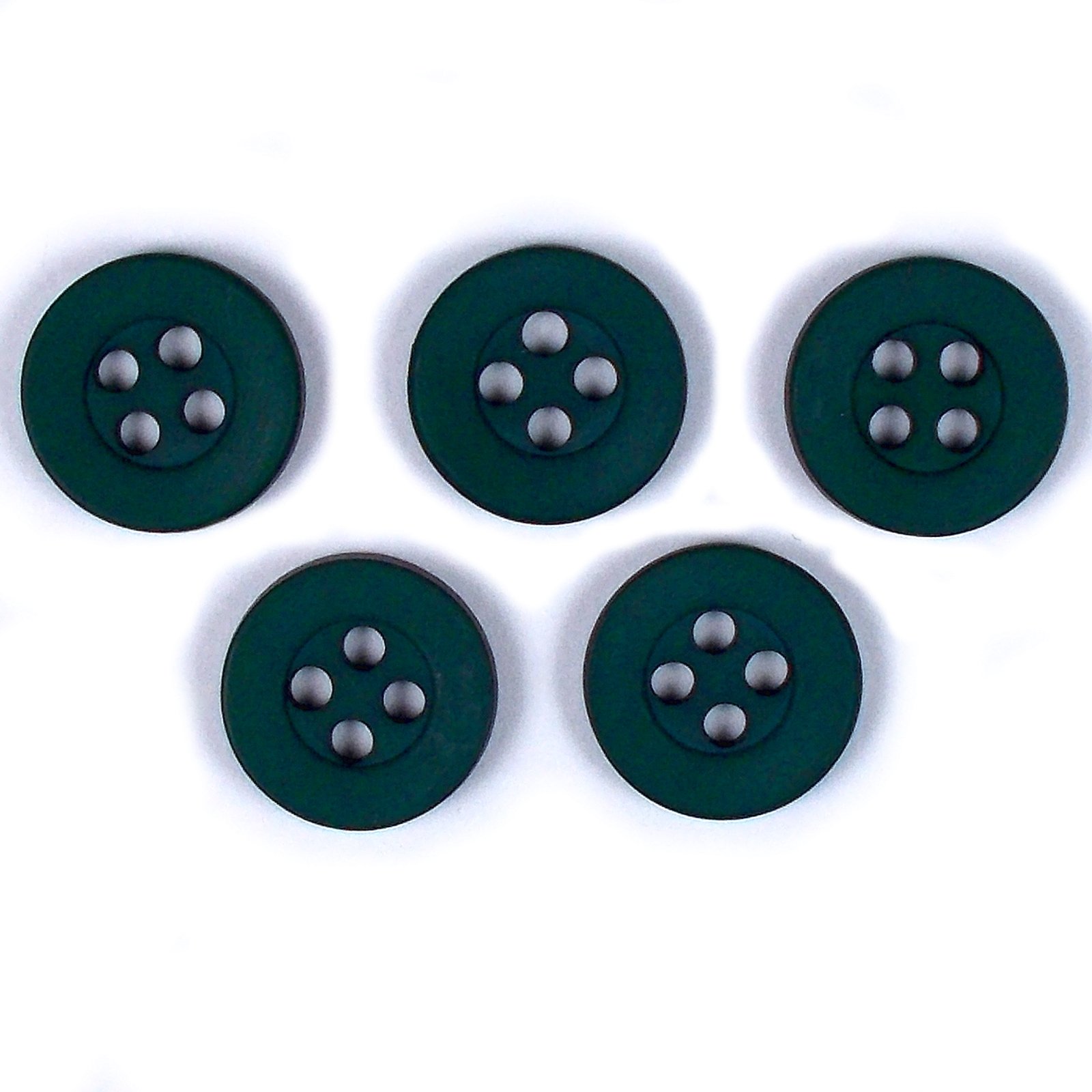 Push The Button Green Colour 4 Hole Round Shirt Buttons 10Mm Wide Pack Of 5 (Green)