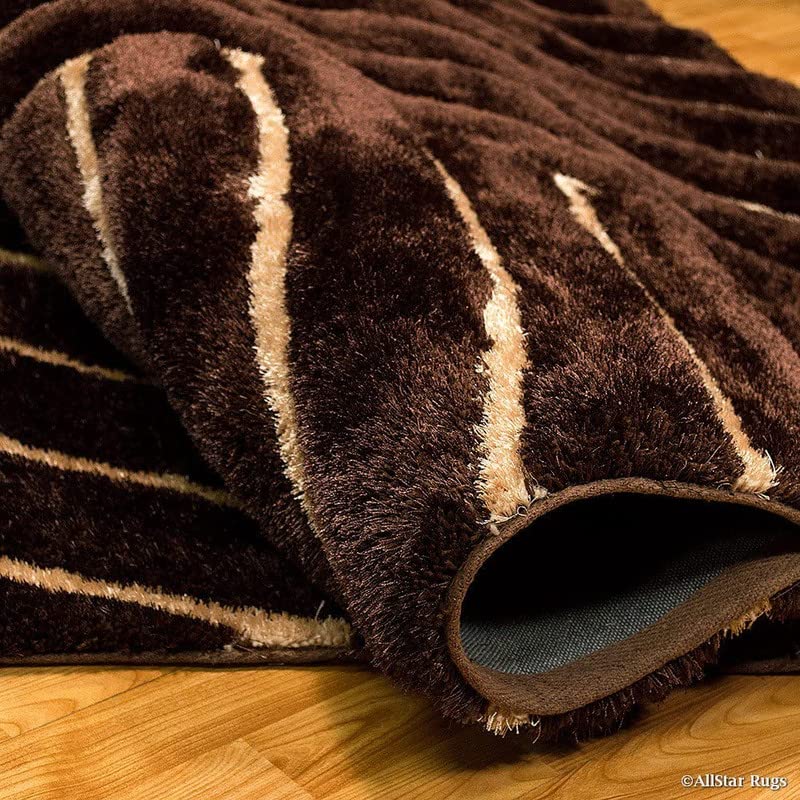 Image of Sifa Carpet Hand Woven Shaggy Soft and Fluffy Carpet with 2 Inch Pile Height for Living Room (Brown Color 4x6 Feet)