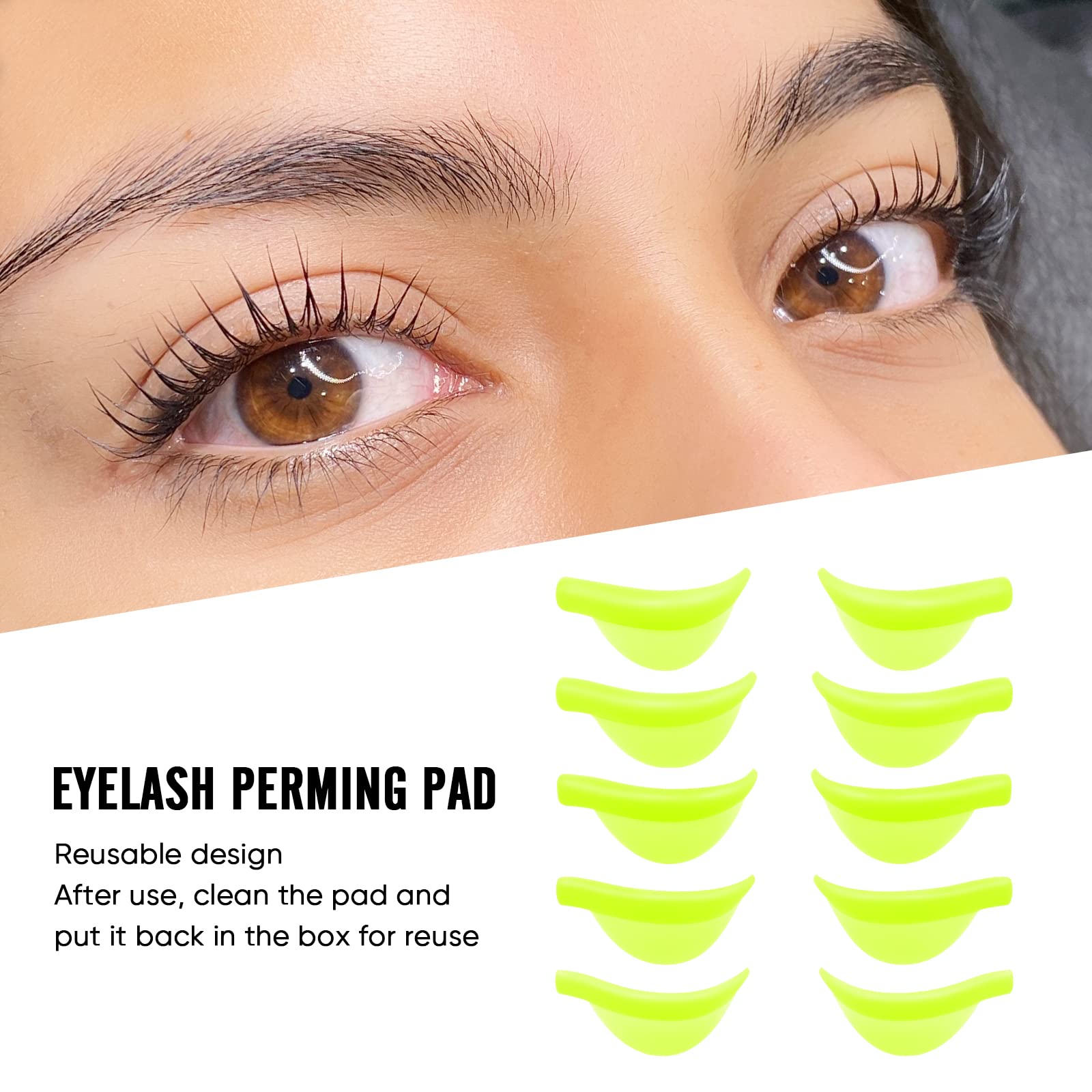 Lash Lift Pads, Lash Lift Rods, Eyelash Perm Kit Tools, Soft 6 Size Lifting Shield for Eyelash Perming, Green - Image 3