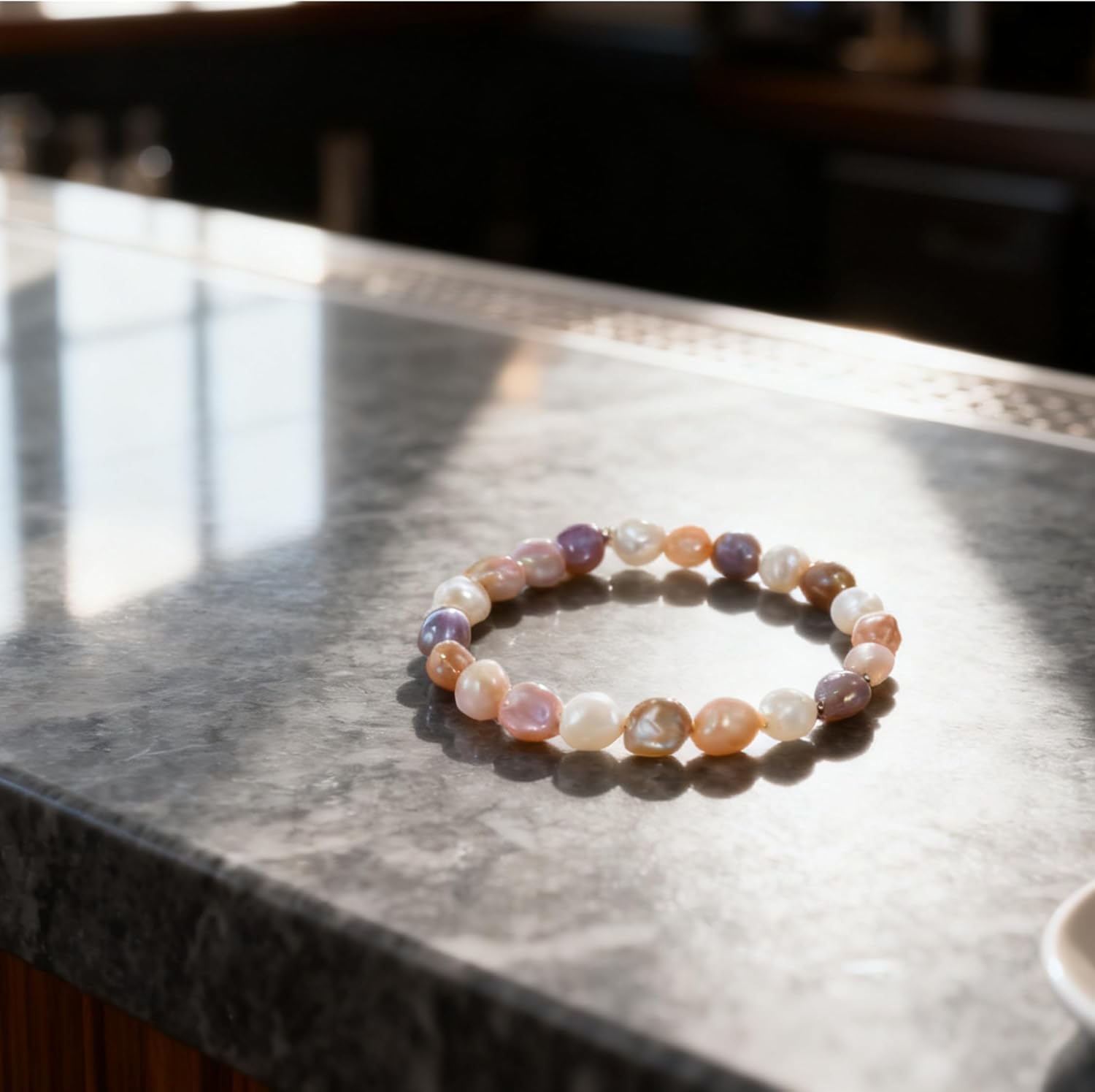 Cultured Freshwater Baroque Pearl Stretch Bracelet 8 Inch, Pearl Bracelets for Women, Freshwater Pearl Bracelet