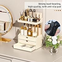 Vista 5 de Organizador de encimera de baño de 3 cajones, organizador de maquillaje de 5 niveles, organizador de perfumes versátil, ideal para almacenamiento