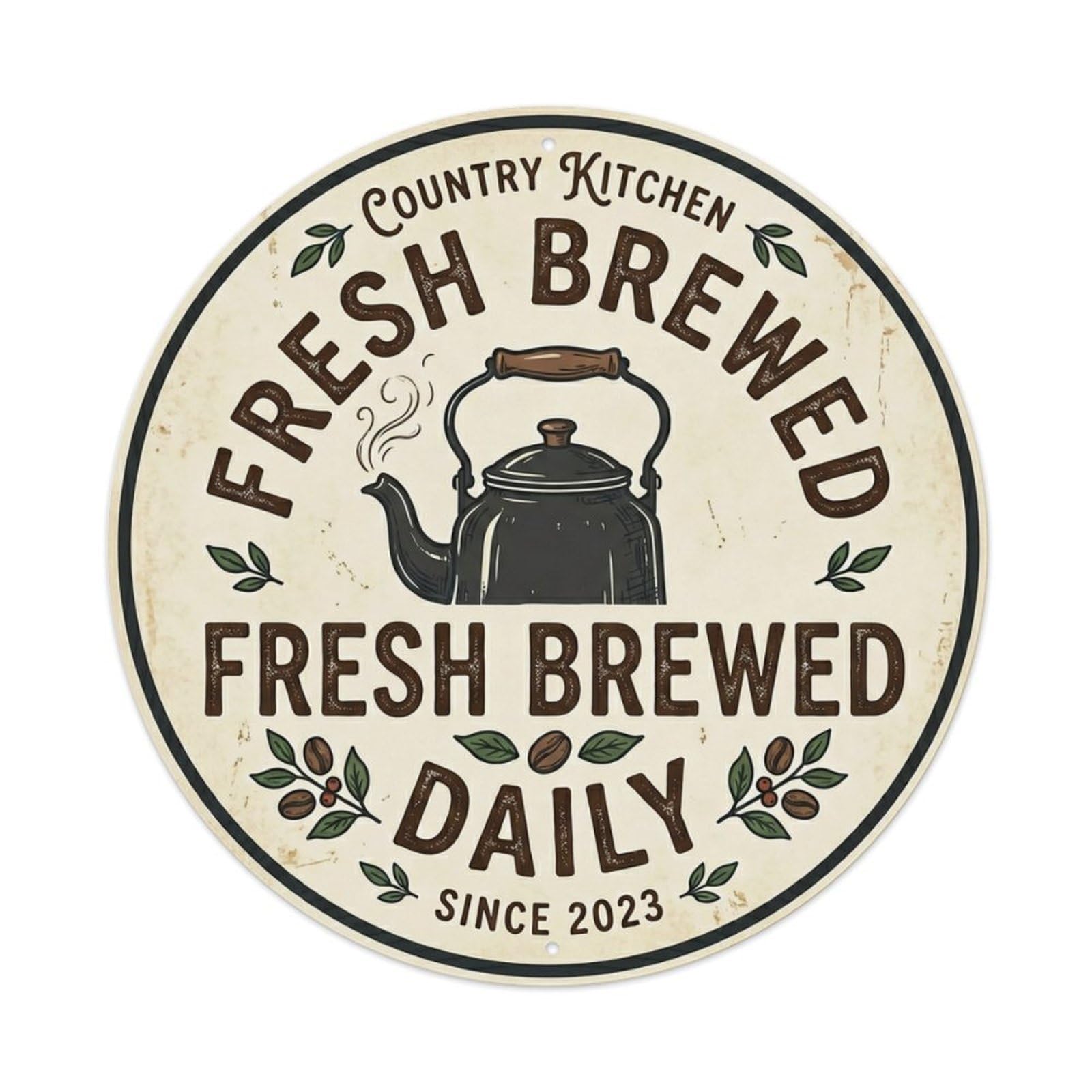 Fresh Brewed Daily Kitchen Cafe Wall Metal Tin Sign