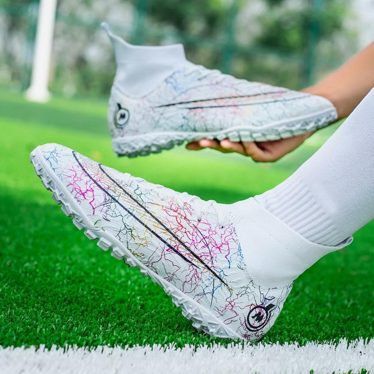 Buty Piłkarskie Damskie Astro Turf, Buty Piłkarskie Dla Dziewcząt, Buty Wysokie, Profesjonalne, Buty Piłkarskie, Buty Do Piłki Nożnej, Buty Do Piłki Nożnej Na świeżym Pow, 14 White, 8 UK