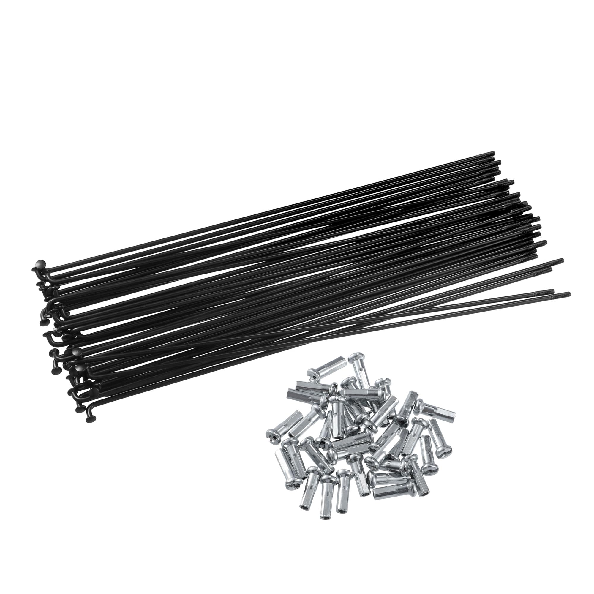 Motoforti Universal Bike Wheel Plated Spoke with Nipples, Metal, Black, 36 Pcs, 181mm