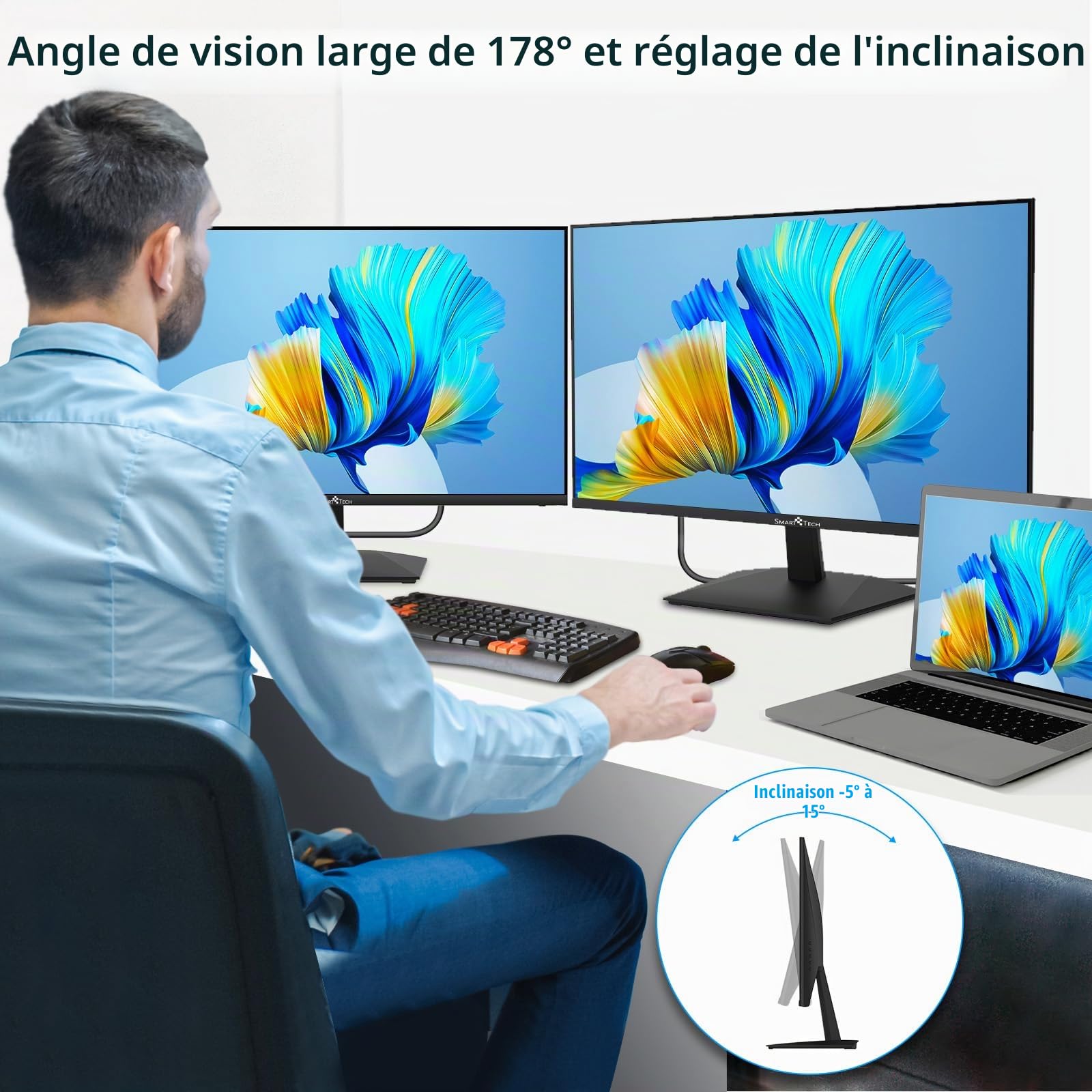 Smart Tech Ecran PC 24" 238N01FIF FHD Dalle IPS-4ms-HDMI-VGA