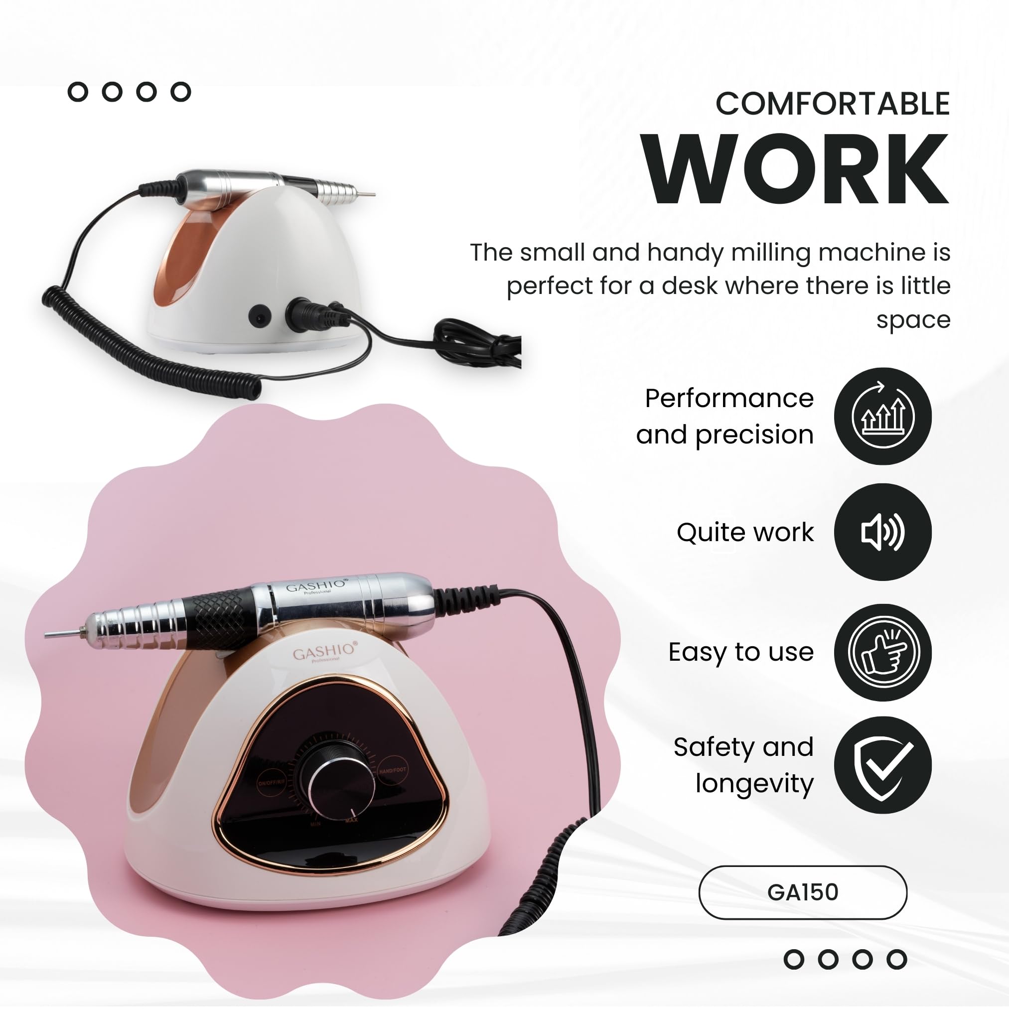 Fresa de uñas para uñas de gel, 68 W, profesional, lima de uñas eléctrica para uñas de gel, 45 000 rpm, con un juego de cortadores de galletas y pedal de pie, manicura y pedicura, juego