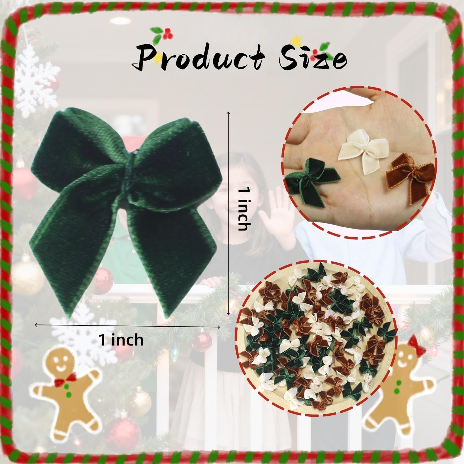 Mini Velvet Christmas Bows for Gift Wrapping, 90Pcs Tiny Bows for Crafts, Mini Bows for Tree Decor, Tiny Holiday Decorative Craft Supplies, Embellishments (90Pcs) - Image 7