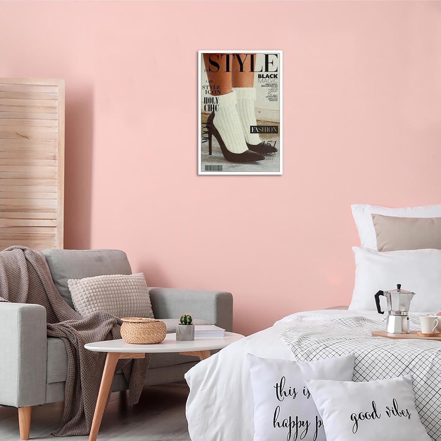 Trendy Red Boot Wall Art Funky Feminist Canvas Poster Trendy Preppy Newspaper Aesthetic Prints Stockholm Style Room Decor For Bar Cart Dorm Bedroom Wall Decor 16x24in Unframed