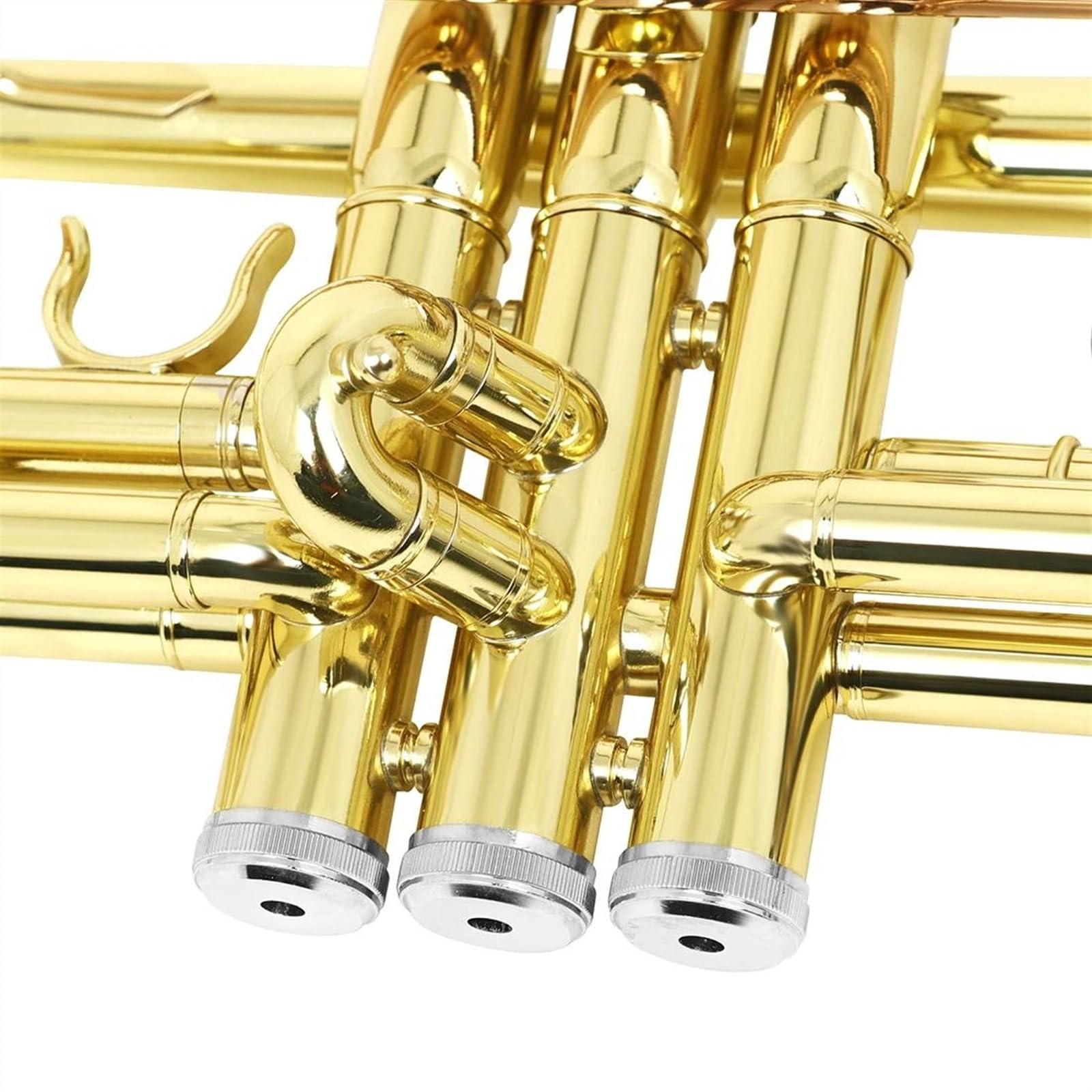 Trąbki Trąbka Bb B Flat Mosiądz Złoty Wykwintny Trwały Instrument Muzyczny Uchwyt Słaby Głośnik Rękawice Pasek Etui(A)