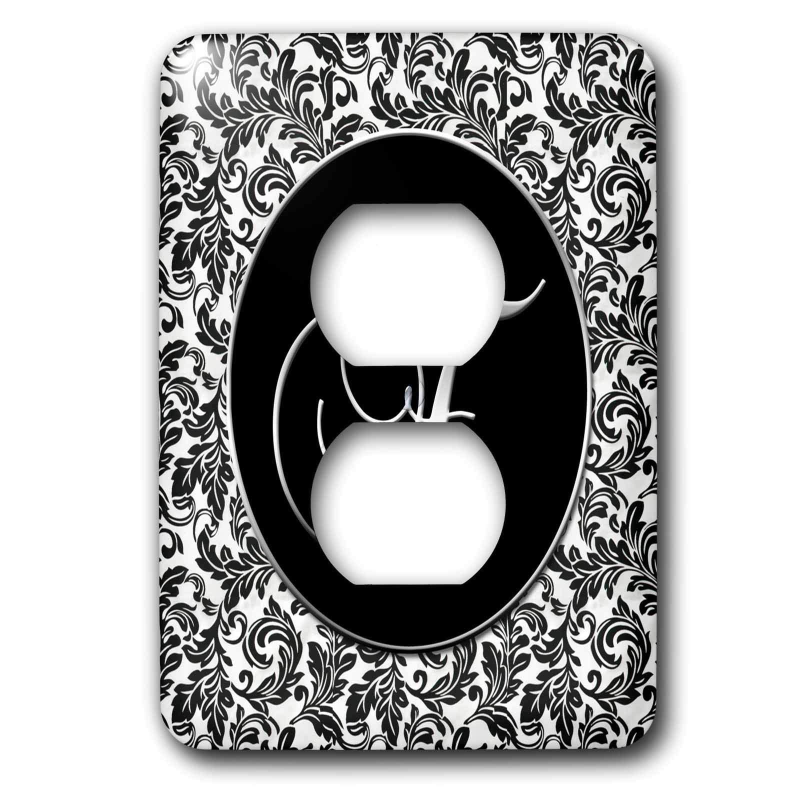 Cache-prise lettre F noir et blanc 3dRose pour harmoniser vos murs et masquer le plastique
