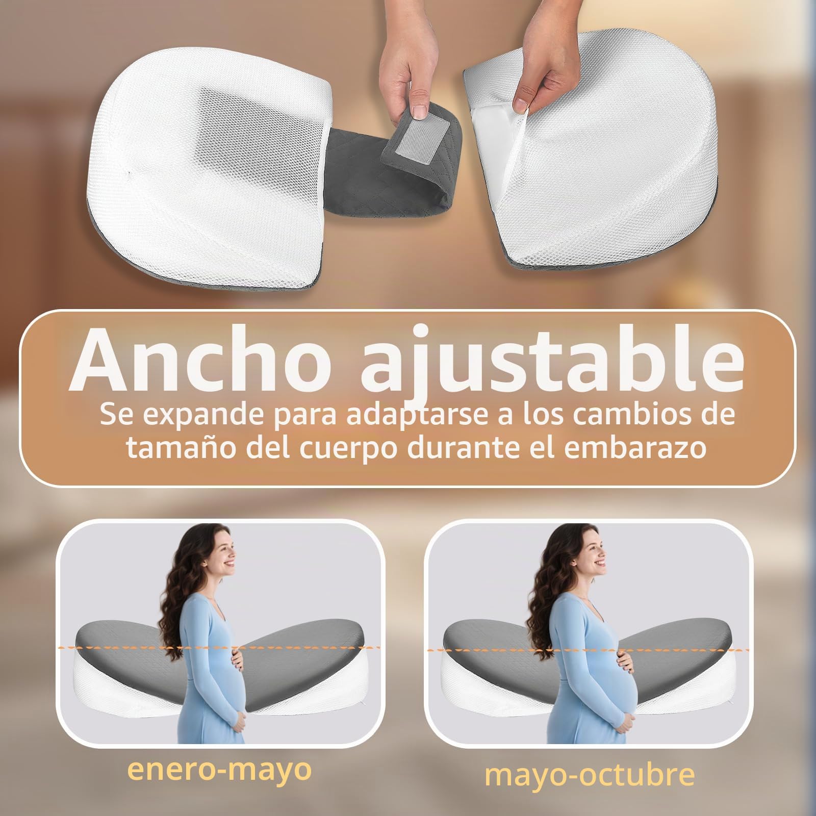 Almohada de Embarazo para ei Abdomen, Ajustable y Portátil Almohada Embarazada faja Embarazada Almohada para Dormir de Lado para Embarazo, Soporte para Espalda, Caderas, Piernas Embarazadas Originales