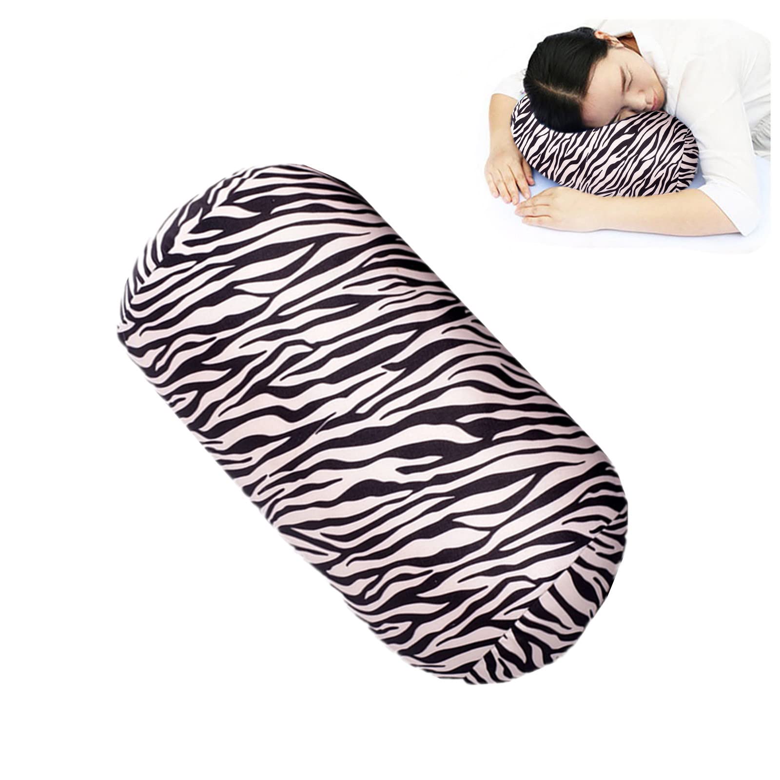 ASkinds Cylindrical Pillow Comfortable Squish Pillows Microbead Roll Pillow Jelly Bean Bed Pillow Zebra Bolster Tube Cushion for Head, Neck, Back Support(Zebra Pattern) - 7 x 12