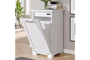 White Single Door Tilt Out Trash Cabinet with 10-Gallon Capacity