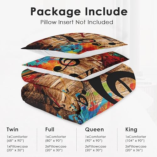 Miniatura 6 de Juego de edredón de tamaño individual con funda de almohada, 2 piezas de ropa de cama de discoteca musical para niños y adultos, juego de edredón