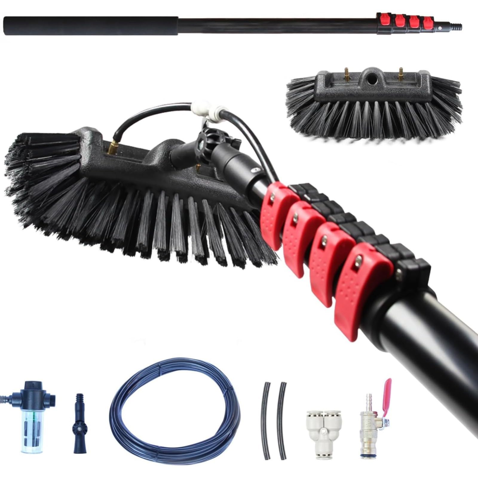 GTHTUHFD 3.6-10.8 M Water Fed Telescopic Brush,Car Cleaning Brush,Window Cleaner Equipment,Washing Kit:Water-Fed Brush,Soap Dispenser,Window Cleaning Pole 35Cm,3.6M,55cm-7.2M