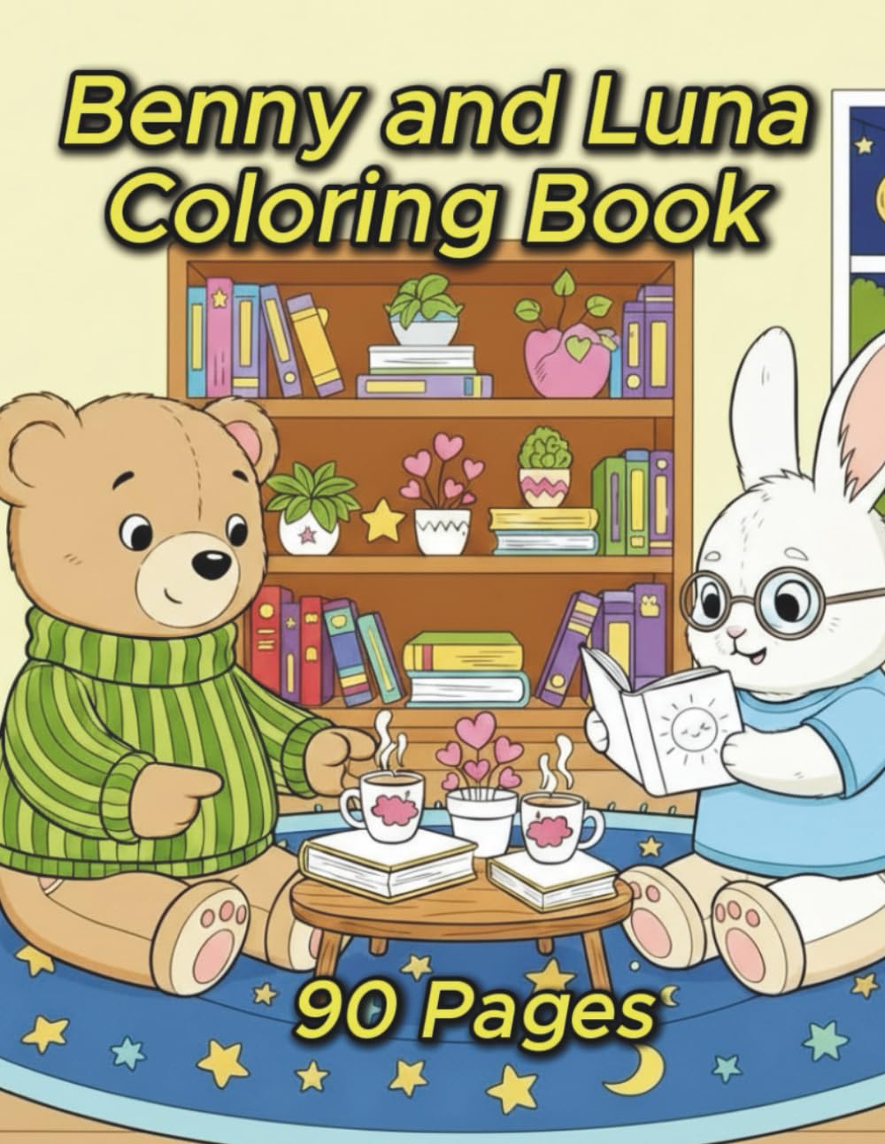 Benny and Luna Coloring Book for Adults and Kids, Cozy Friends, gentle doodles Stress Relief