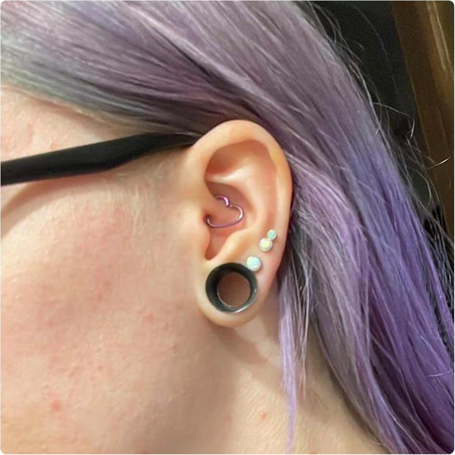 Cisyozi 10G-50mm Ultra Thin Silicone Ear Gauges Flexible Ear Tunnels Plugs Stretchers Expander Double Flared Flesh Gauge Earlets Plug Gauges Kit Piercing Jewelry for Women Men Clear Black Flesh Skin