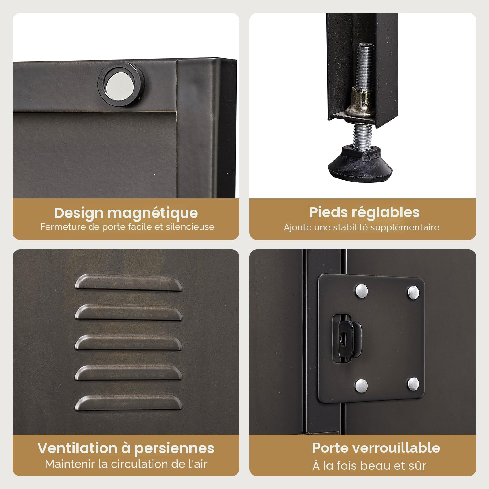 Sightlife Casier Vestiaire 3 Portes Verrouillables, Armoire Métallique de Rangement en Acier pour Employés