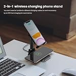Wireless Charging Phone Stand, 2 in 1 Foldable Desktop Cell Phone Tablet Stand,10W Max Qi-Enabled Wireless Charging Multi-Angle Adjustable Metal Phone Holder Compatible for iPhone 13/12/11//Pro/XR/XS/8,AirPods.