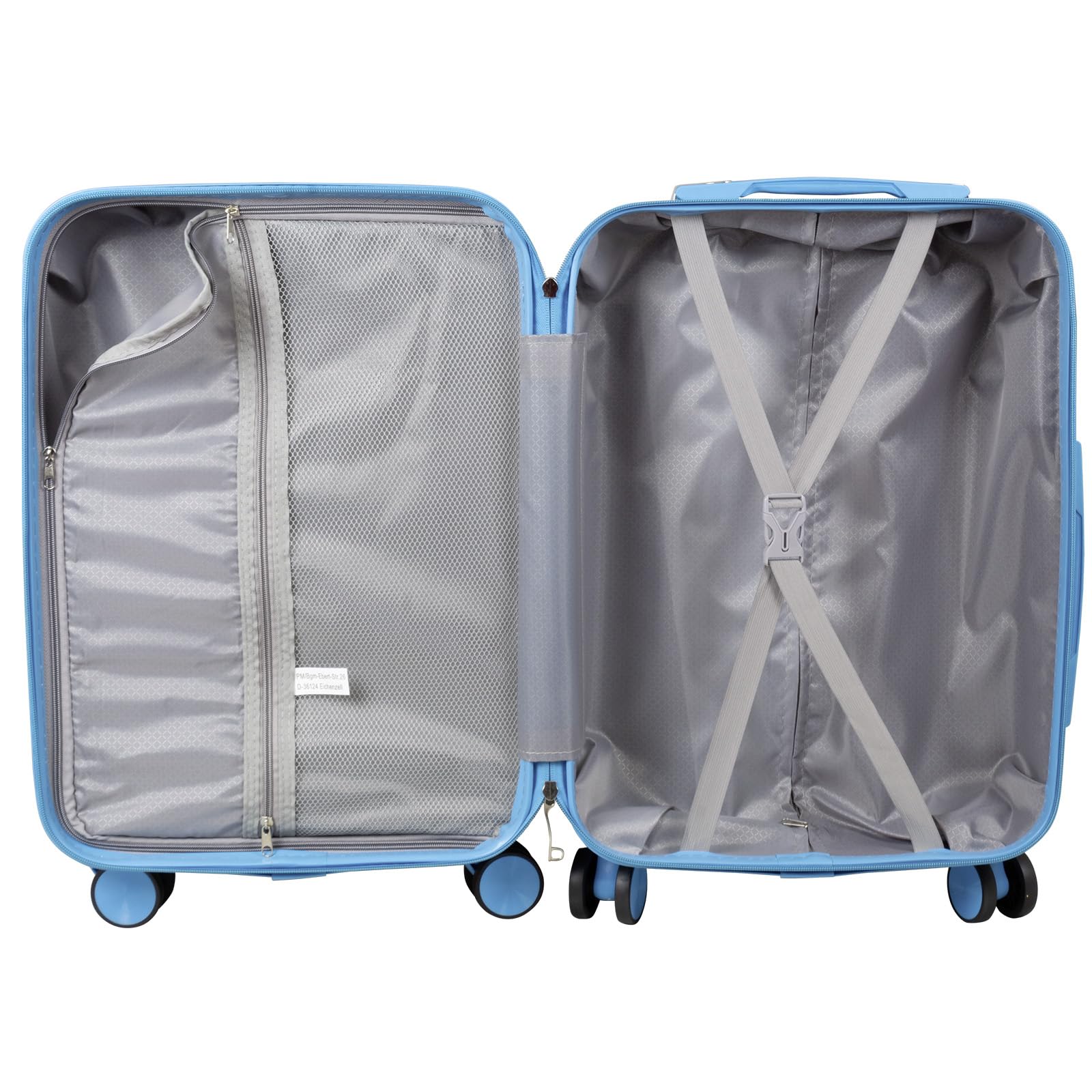 mittelgroßer Koffer Hartschale Verona 65cm 74 Liter 4 Räder Zahlenschloss blau-pink