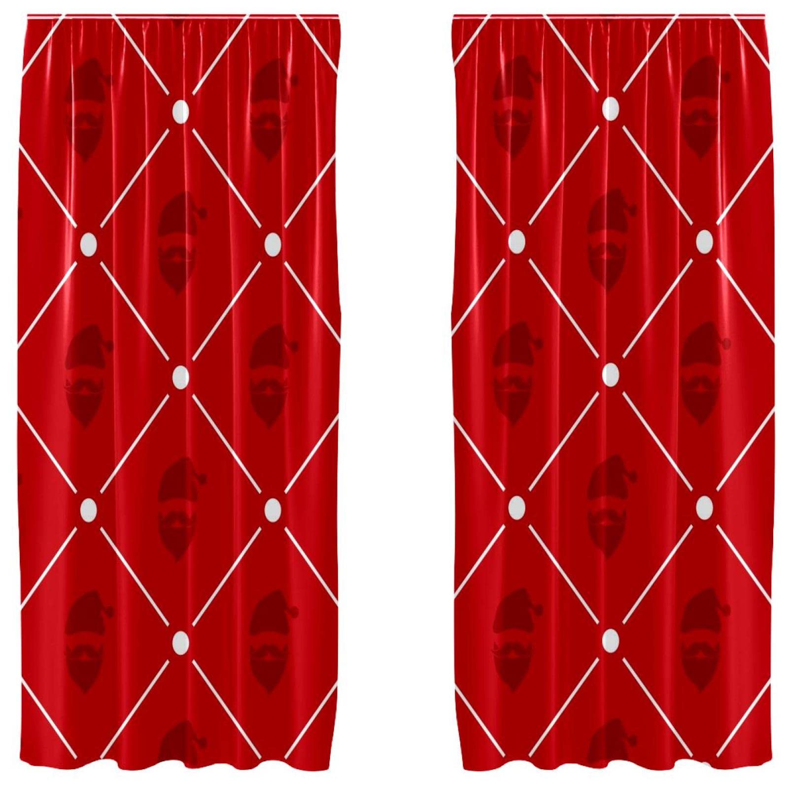 Rideaux de Noël géométriques 139,7x213,4cm rouge pour fenêtre de chambre