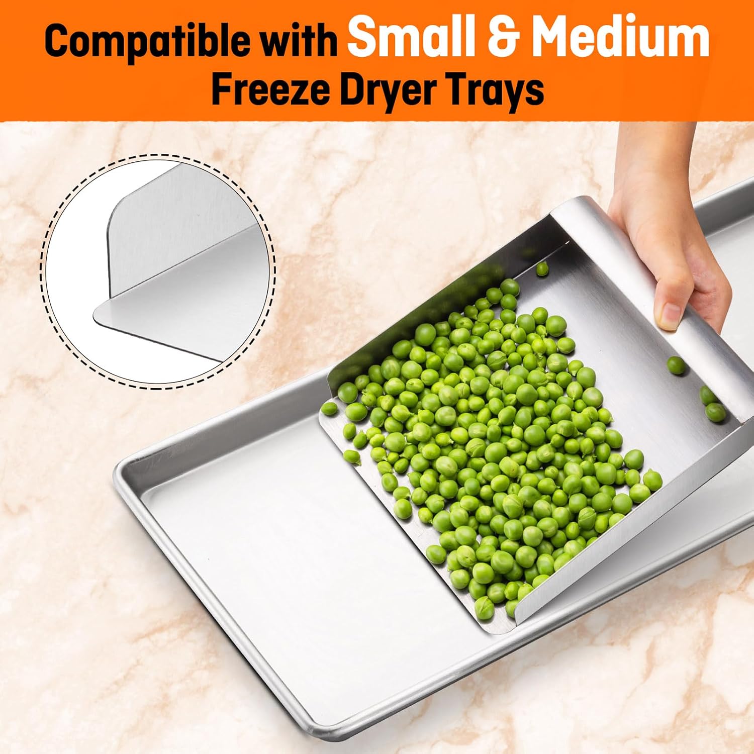 Metal Food Scoop for Harvest Right Freeze Dryer Medium and Small Trays, Perfect width to scoop up dried food off your Harvest Right trays