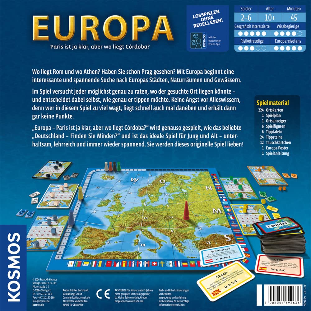 Kosmos 692636 Europe Jeu de géographie Familial pour 2 à 6 Joueurs à partir de 10 Ans