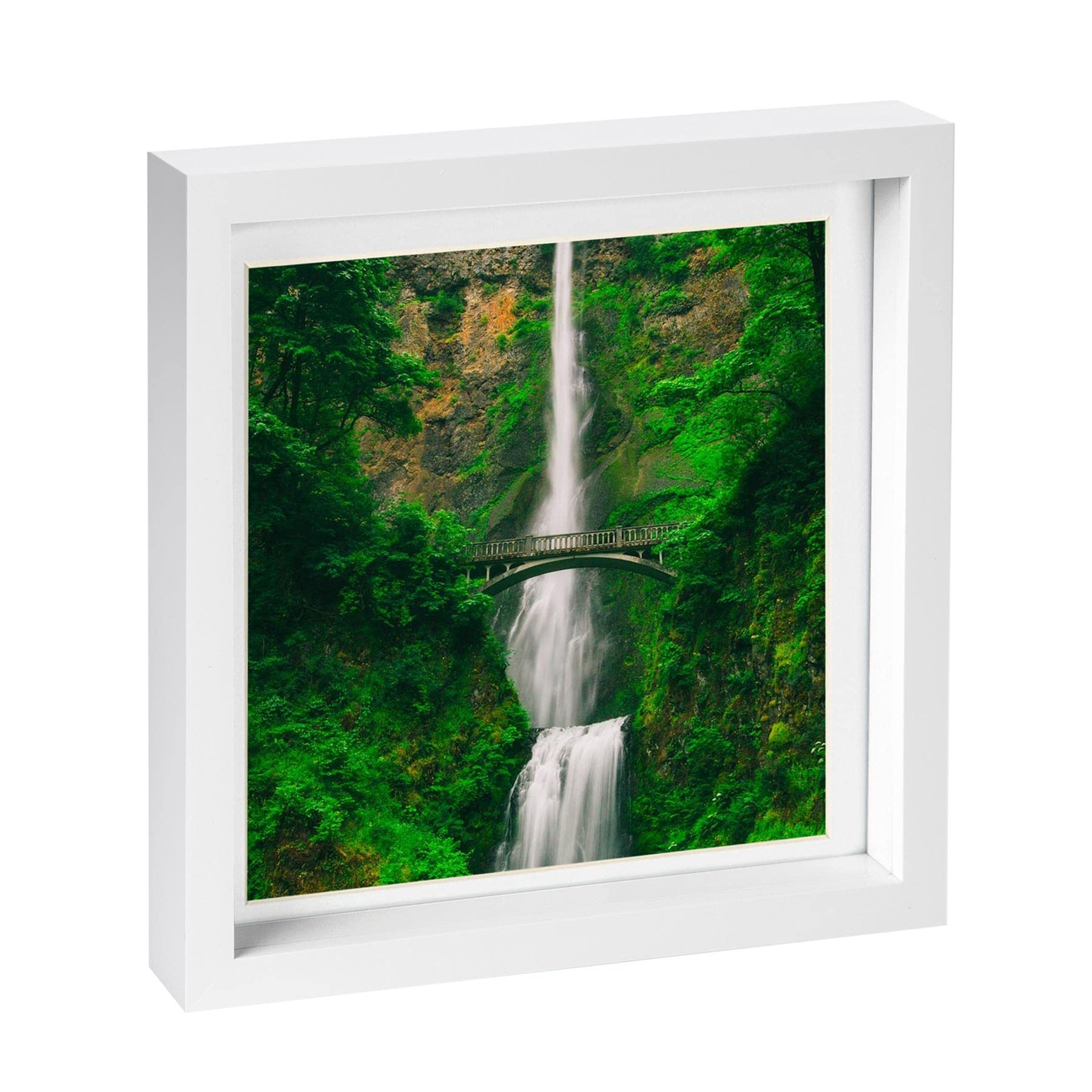 Nicola Spring - 10" x 10" White 3D Box Photo Frame - 8" x 8" Mount - White