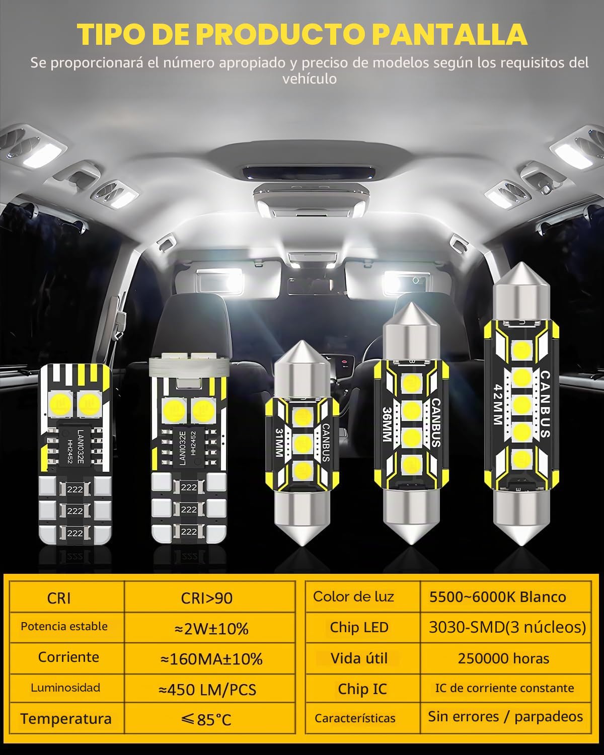 BMT xms Kit de Luces LED Interior para Volkswagen VW Scirocco R R-line GTS 2008-2018, Bombilla LED Interior para Coches y Camiones, Blanco Brillante 6000K, 9 Piezas