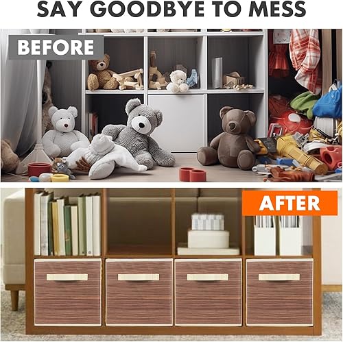 Miniatura 173 de ShellKingdom Contenedores de almacenamiento, cubos de almacenamiento plegables de tela y cajón organizador de almacenamiento de tela para armario