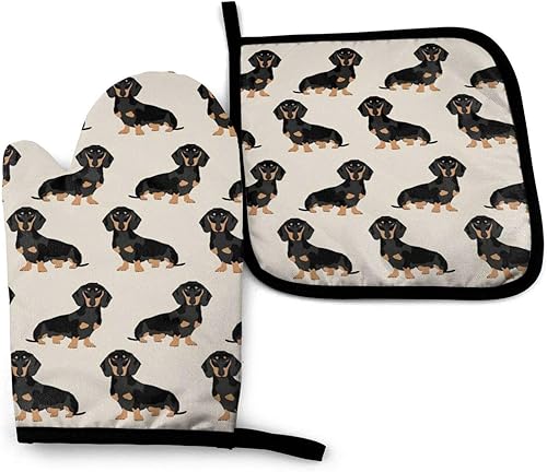 Gocerktr Dachshund Weiner - Guantes de horno para perros y mascotas, resistentes al calor, guantes de cocina antideslizantes con aislamiento y