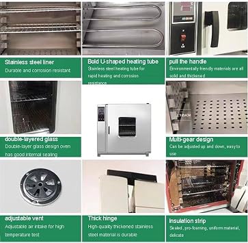 15.6L 500W Lab Digital Forced Air Convection Drying Oven, Constant Temperature Electric Blast Drying Oven, Adjustable Fan Speed, Lab Constant Temperature Incubator Box