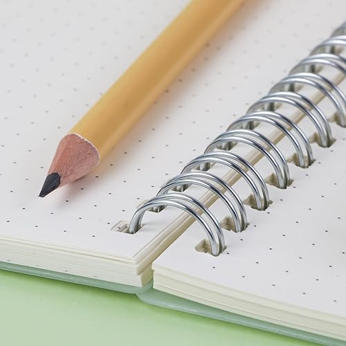 Miniatura 5 de Smilo Paquete de 3 cuadernos en espiral con puntos y bala, tamaño A5, de 5.7 x 8.3 pulgadas, 80 hojas (160 páginas), papel grueso de 3.53 ozm, tapa