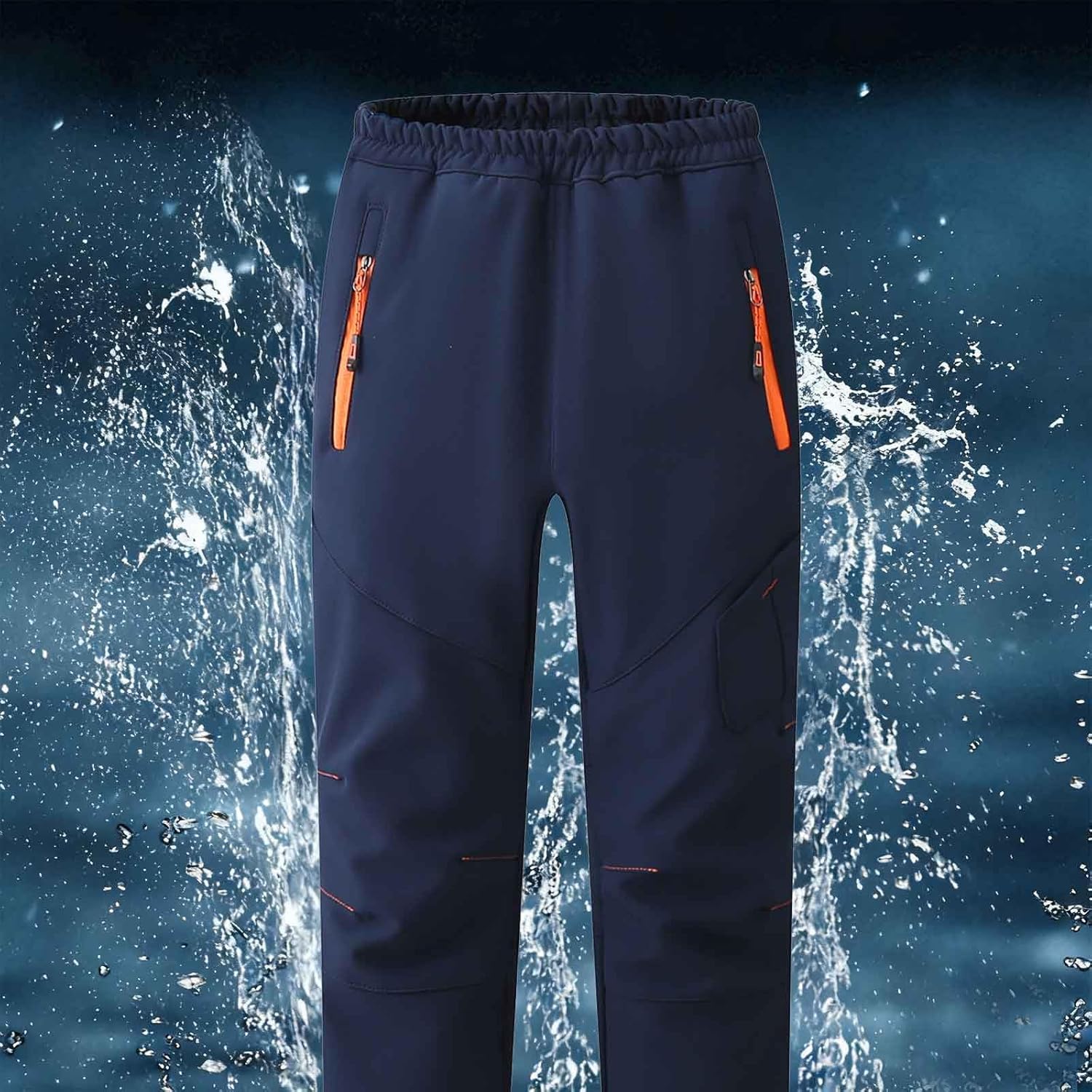 Kid Snow Pants Waterproof Windproof Outdoor Hiking Pant Elastic Waist Warm Insulated Trousers With Zippered Pocket