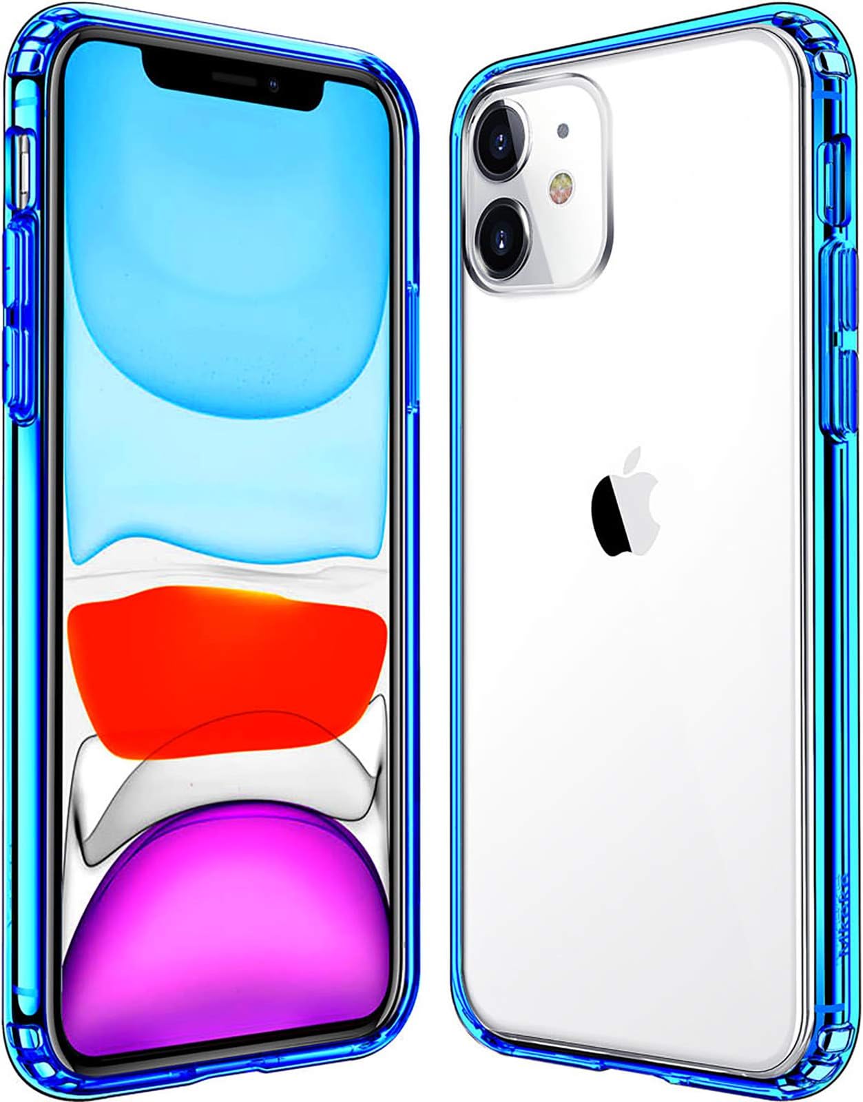 Mkeke Compatible with iPhone 11 Case, Clear Shock Absorption Bumpers Cases for 6.1 Inch Blue