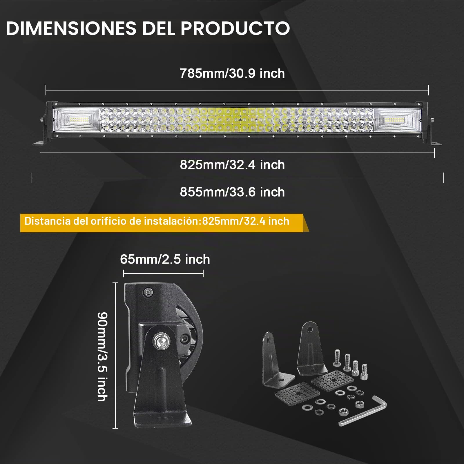 Willpower Barra LED 81 cm 32 '' 405 W Rampa Spot & Flood 12 V 24 V impermeable proyector de largo alcance luces faro de trabajo para 4 x 4 coche, camión tractor Quad barco