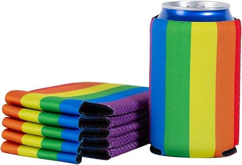 Fun LAVIE - Paquete de 12 fundas para latas de neopreno con rayas verticales, color blanco, para bebidas, para bodas, fiestas, eventos