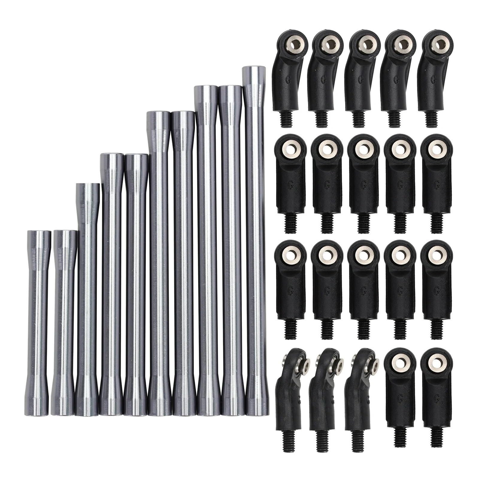 Juego de 10 Piezas eslabones metálicos y Extremos Varilla plástico for Coche RC Crawler 1/10 Axial SCX10 II 90046(SCX10 II 90046 Black)