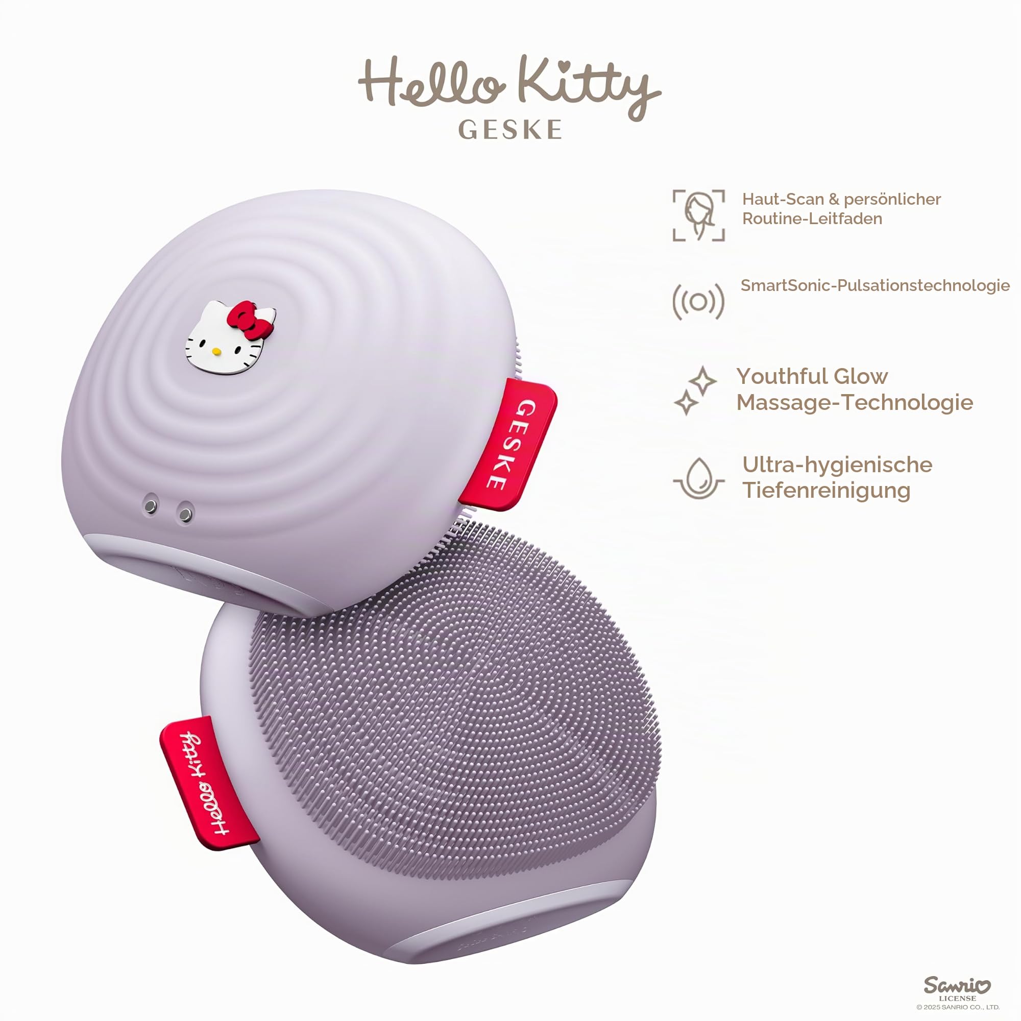 GESKE x Hello Kitty | SmartAppGuided™ Sonic Facial Brush | 4 in 1 | Elektrische Gesichtsreinigungsbürste | Reinigungsbürste | Gesichtsbürste | Hautreinigung | Skincare | sanfte Reinigung