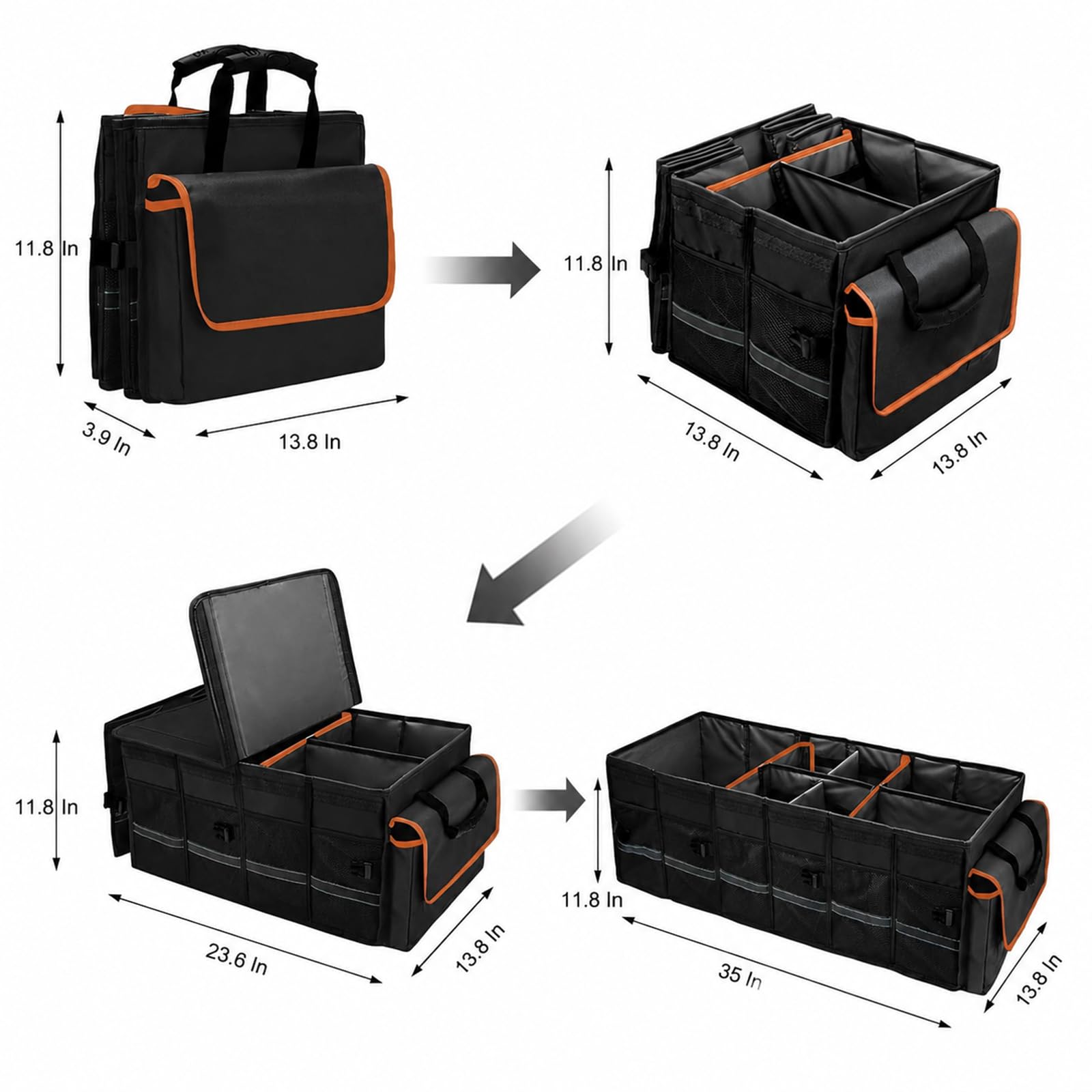 Kofferraum Organizer Auto mit Kühltasche, 92L faltbare Kofferraum Box