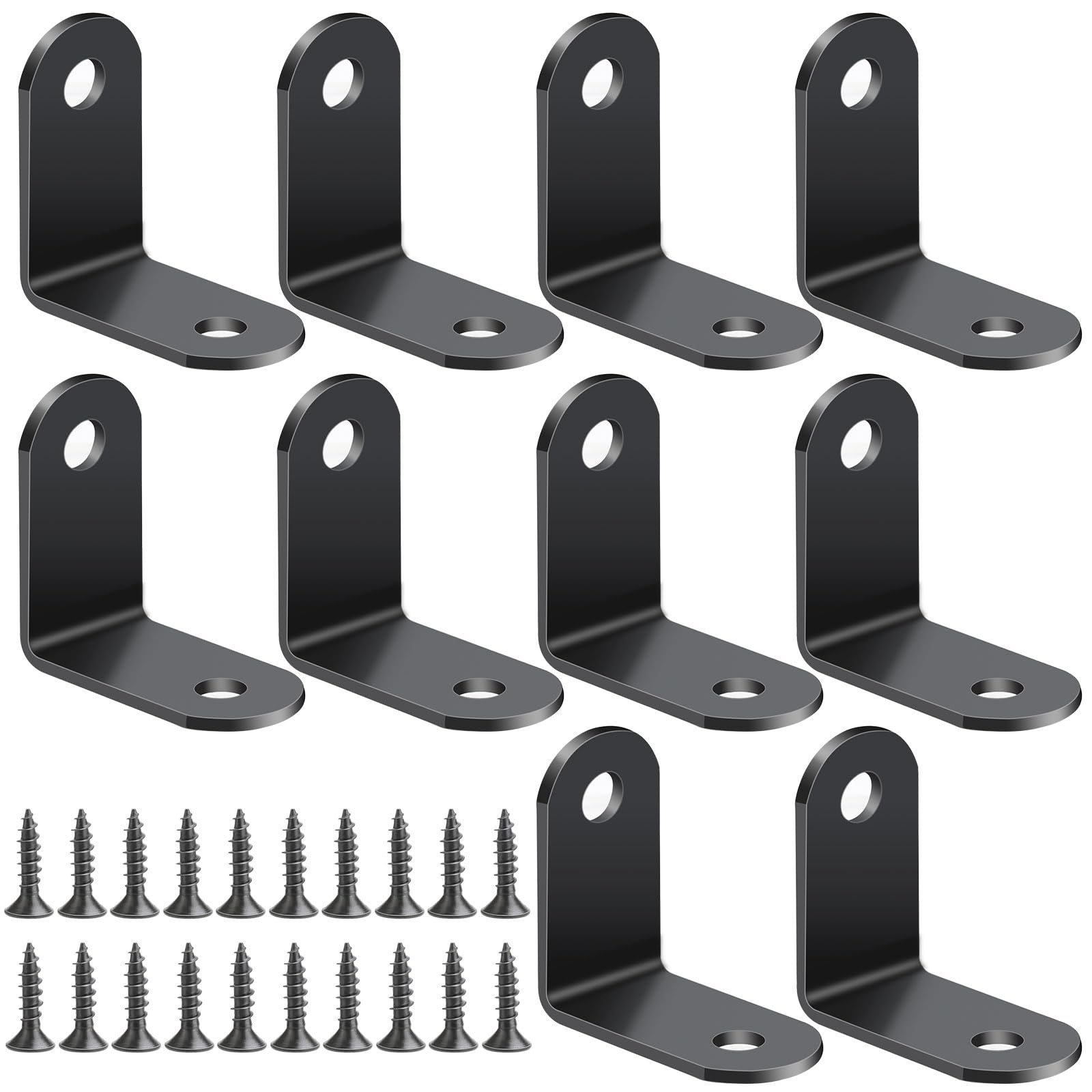 10 pezzi Supporti Angolo Staffe Angolari Inox Con 40 Viti per Ripiani, 90 Gradi Squadrette Angolari 30 x 30 x 2mm per Mobili Facilmente Danneggiati come Tavoli, Sedie, Letti, ecc (nero)
