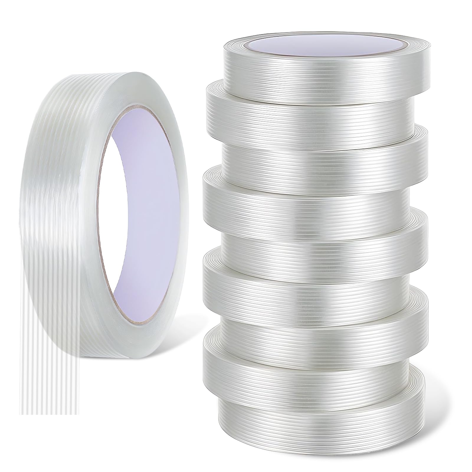 Qulkws 10 Pack Strapping Tape 3/4in×27yds Clear Reinforced Packing Tape