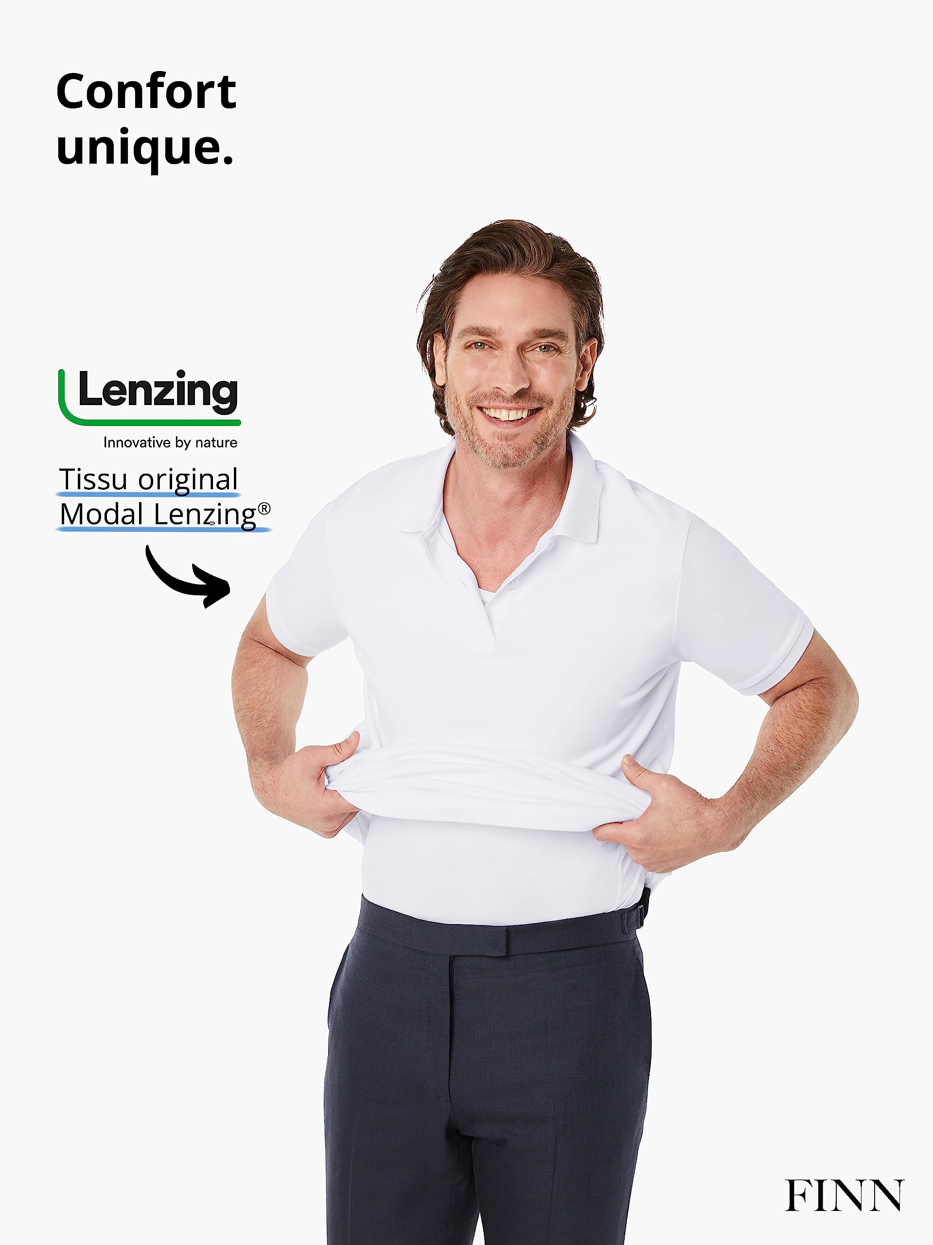 FINN T-Shirt Anti-Transpiration pour Hommes avec Insert dans Le Dos et Patchs intégrés aux aisselles pour la Forte Transpiration - Maillot de Corps Contre Les odeurs et Les Taches de Sueur