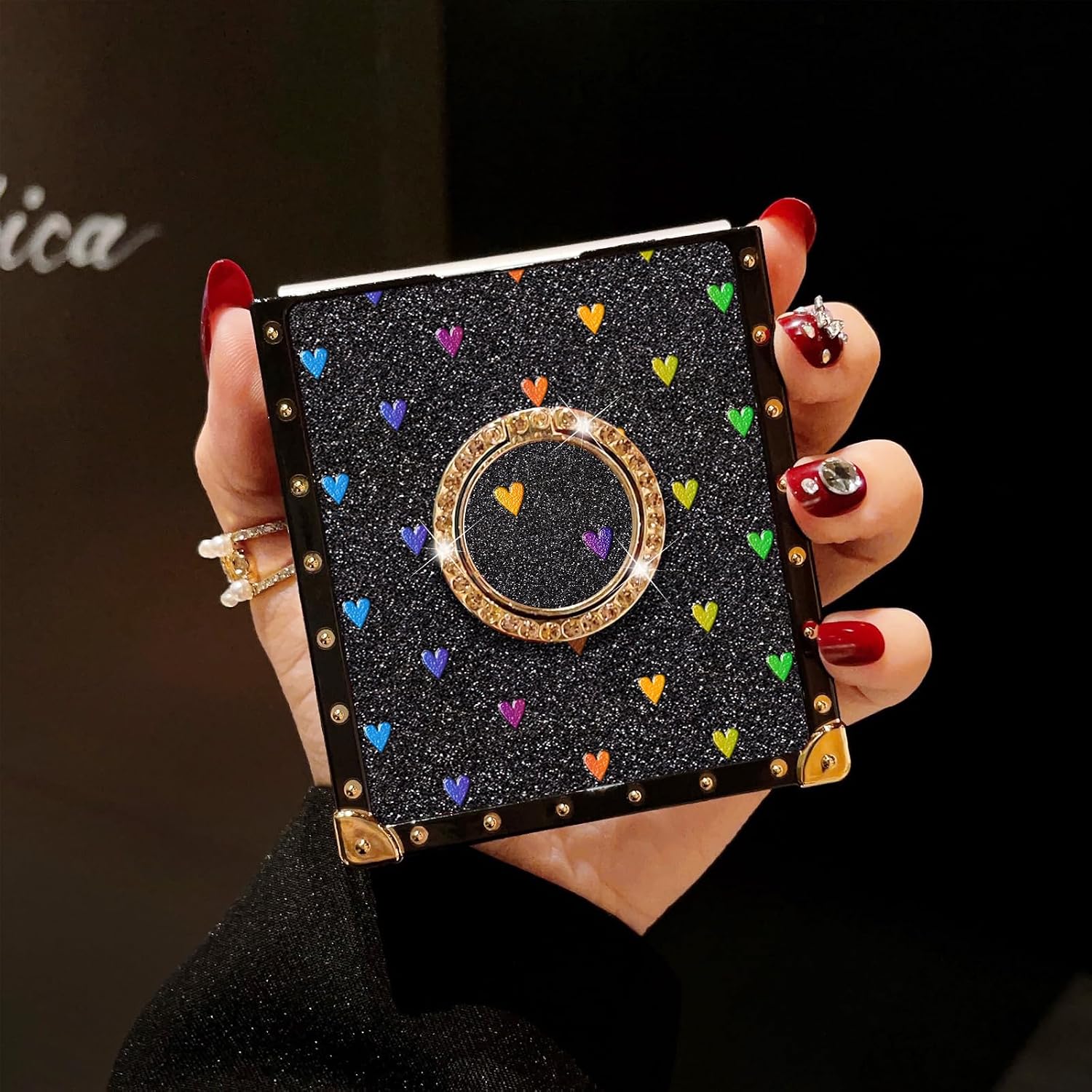 nancheng for Samsung Galaxy Z Flip 7 Case for Girls Women Stylish Luxury Bees Design Phone Cases with Ring Stand Holder + Strap Lanyard Shockproof Protection Cover image 4