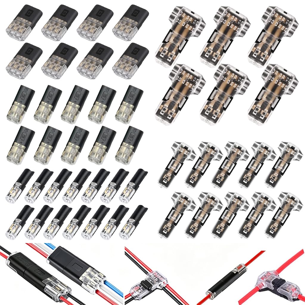 Serplex® 60Pcs Wire Terminal Connector Kit, Quick Connect Electrical Splice, Inline, T-Tap, 2-Way Tap & Butt Connectors Solderless Insulated Wire Connectors for Automotive, LED Installations-image-38