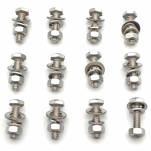 Miniatura 1 de Kit de tornillos, tuercas y arandelas de 14-20, 12 juegos, pernos hexagonales de acero inoxidable 304 con tuercas, arandelas planas 14 y arandelas