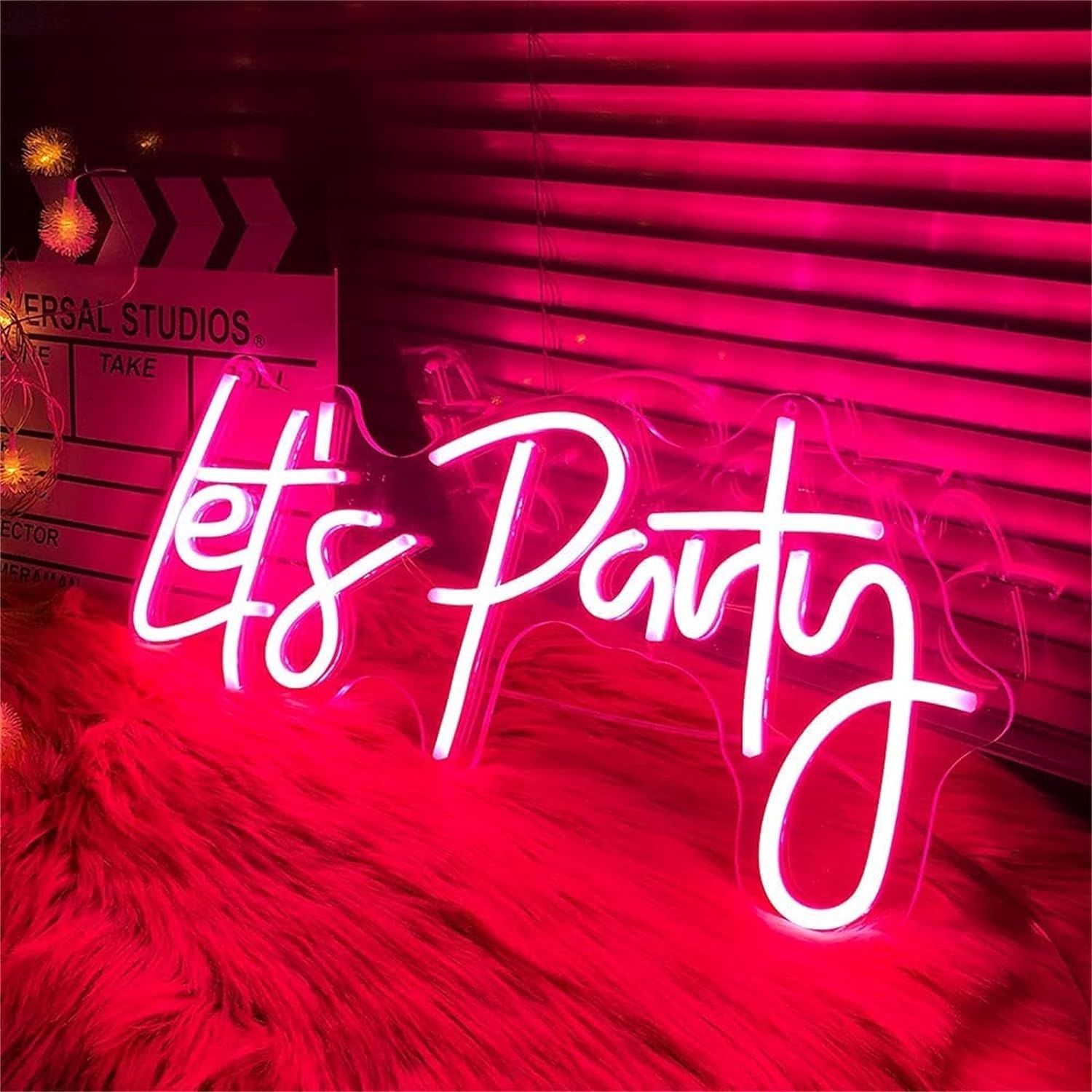 Neonowy znak świetlny LED Let's Party Neonowy znak, Neonowe światła LED na Boże Narodzenie Dekoracja urodzinowa Lampy tła Wall Art Home Bar Pub, 60x26cm