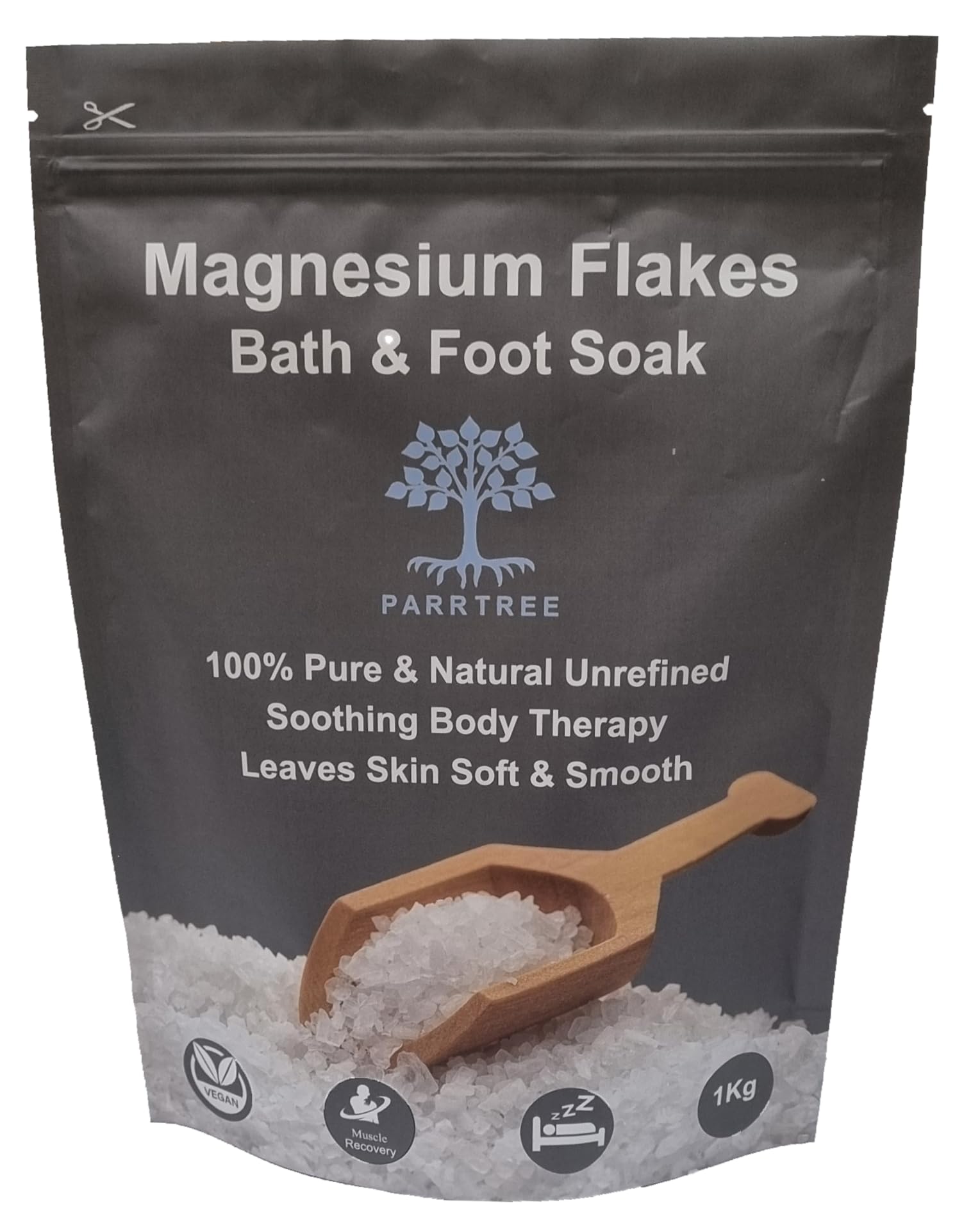 Magnesio en Copos 1 kg, Sales de Baño y Remojo para Pies, Alivio Muscular, Fatiga, Calambres, Dolores de Cabeza, Lesiones Deportivas