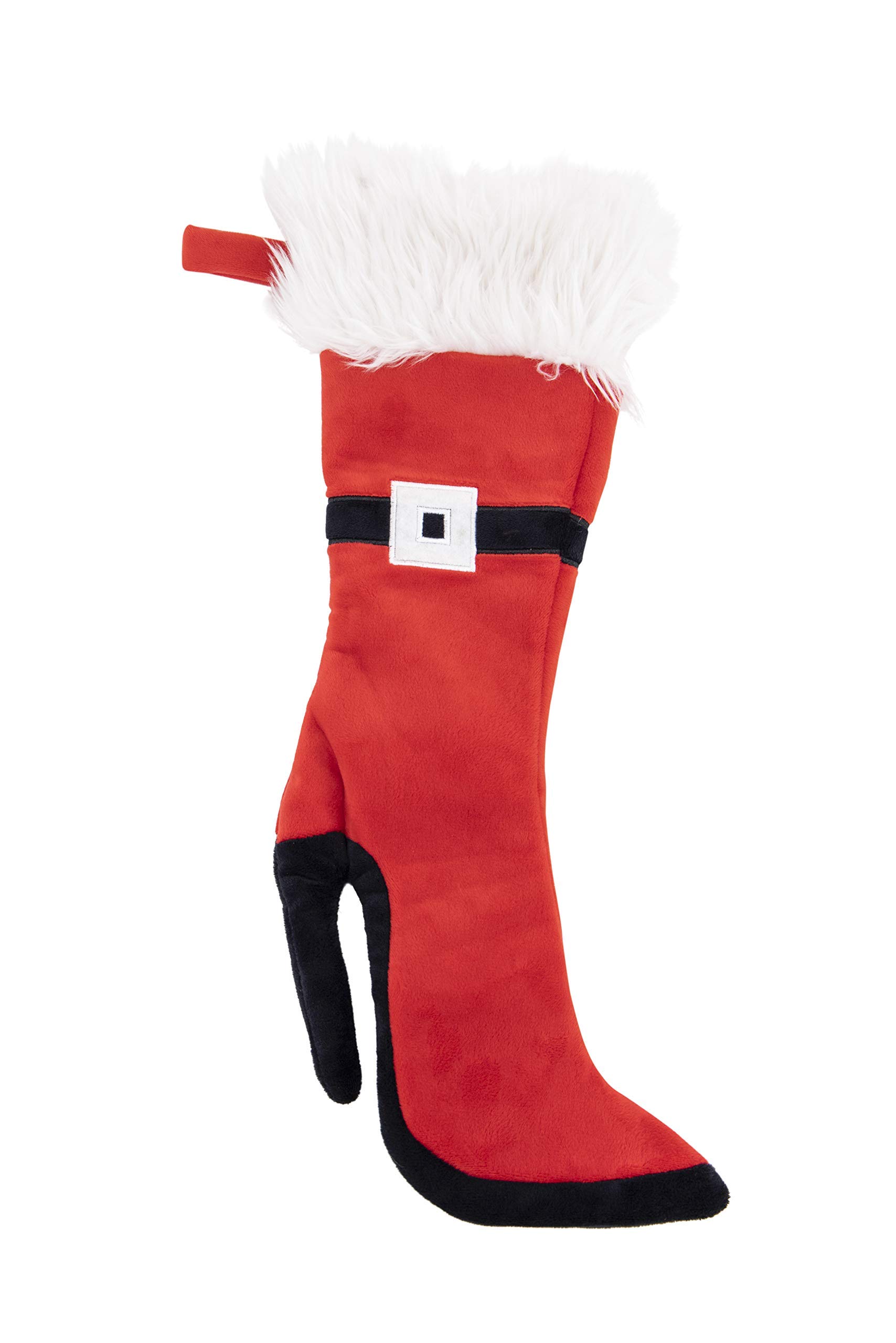 PLUSHIBLE BRIDGING MILES WITH SMILES Christmas Stockings - High Heeled Felt Stocking with Santa Belt Design, Fuzzy Top, Perfect for Christmas Decor, Hang on Fireplace with Stocking Holder